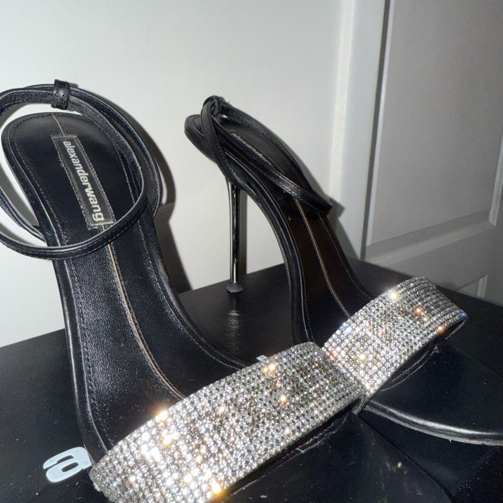 Alexander Wang Jane Crystal Logo Heels - Picture 2 of 10